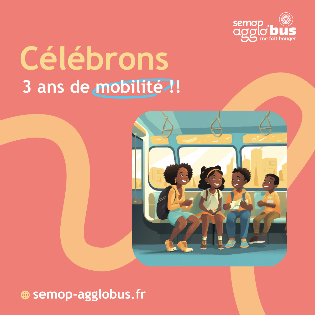 Visuel 3ans de la SEMOP AGGLO'BUS